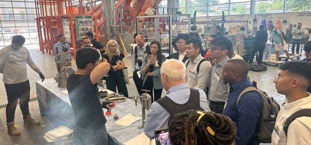 A group of people in a factory